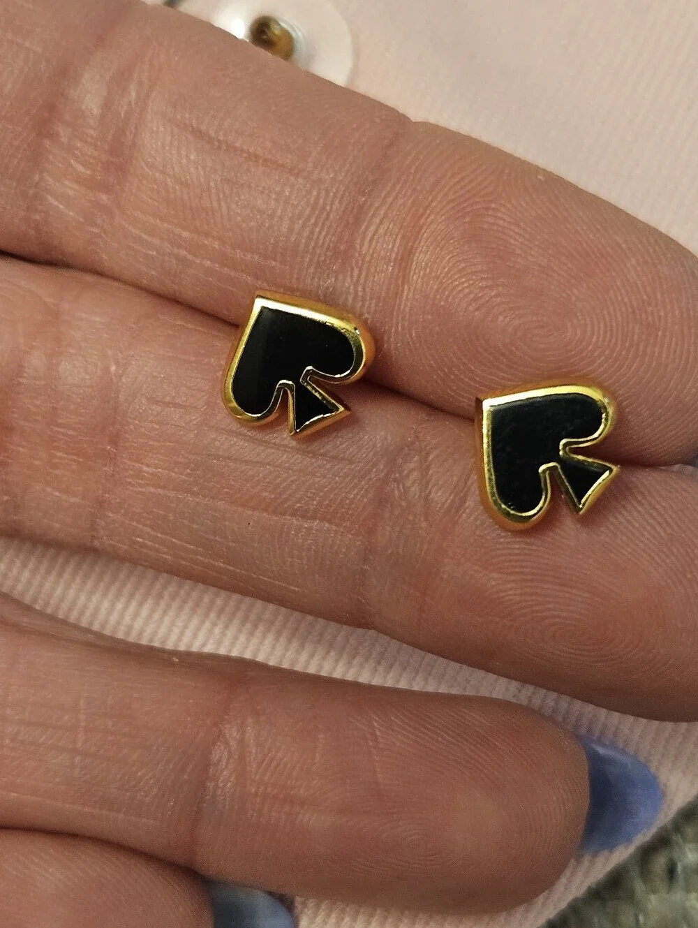 NWT Kate Spade Black & Gold Everyday Spade Stud Earrings + Branded Dusty